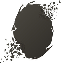 Dark abstract sphere breaking into many fragments