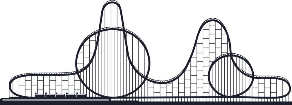 Roller coaster ride at amusement park with loops