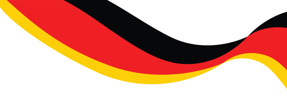 Waving Germany Flag Ribbon &ndash; Curved National Flag Banner in Motion