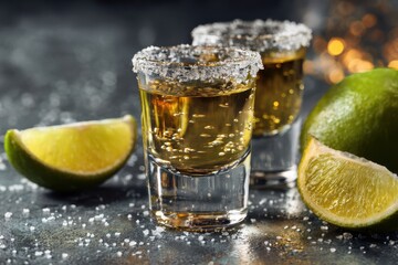Celebrate with shots of tequila and fresh lime garnishes at a lively bar