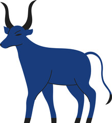 Blue ox Babe standing, American folklore cartoon design