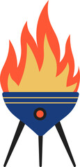 Barbecue grill with burning flames vector illustration