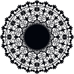 Ornamental lace mandala with floral pattern silhouette