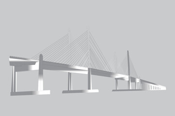 Line art and illustrations of the Penang bridge connecting Penang Island to the mainland.