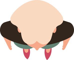 Blonde woman top view standing looking up