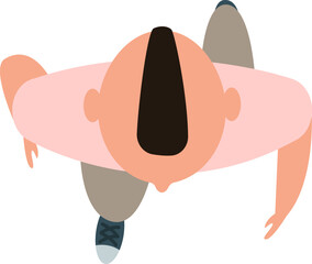Man walking top view illustration looking down