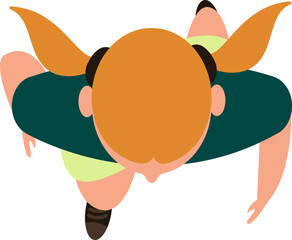 Girl walking top view vector illustration