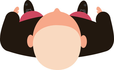 Man sitting top view looking up