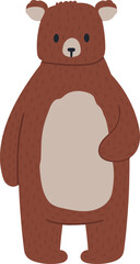 Brown bear standing character stylized illustration cute