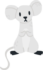 Cute cartoon mouse character sitting on hind legs