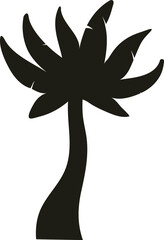Palm tree silhouette icon representing tropical vacation summer