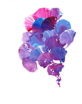 D&eacute;licates fleurs bleues, rouges, blanches et pastel &agrave; la gouache