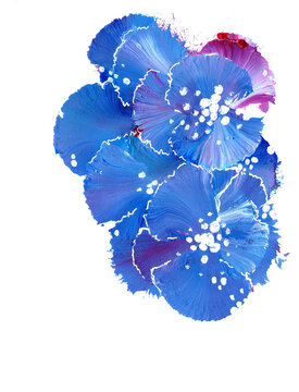 D&eacute;licates fleurs bleues, rouges, blanches et pastel &agrave; la gouache