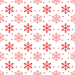 Seamless Red Snowflake Pattern Background. Festive Holiday. Vector Illustration