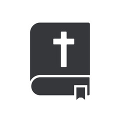 Obraz premium Isolated glyph pictogram of a holy bible with a cross symbol, representing faith, religion, Christianity, and worship concept.