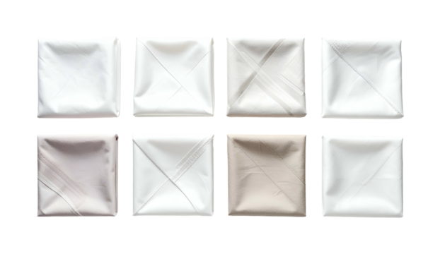 Stacked fabrics, draped, soft shapes in cream, tan, and white hues