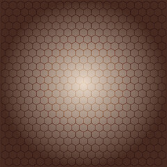 Abstract background featuring a seamless brown hexagonal pattern with a subtle light gradient creating a modern geometric texture