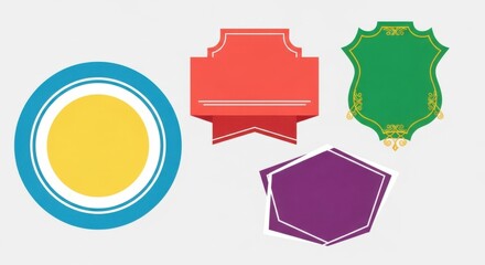 Vibrant Assortment of Geometric Badges for Creative Design Enhancement