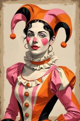Obraz premium Clown Girl Illustration 