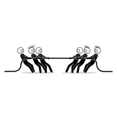 Epic tug of war battle between stick figures representing rivalry and teamwork