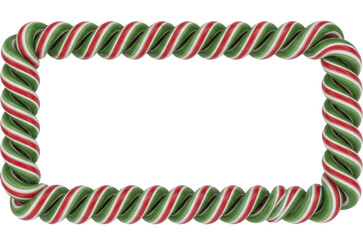 Fototapeta premium Christmas Candy Cane Striped Rectangular Frame on a Transparent Background PNG image PNG file