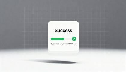 Success Confirmation: A digital success message, marked by a green progress bar and a checkmark, signifies the completion of a process, conveying a sense of accomplishment and efficiency.