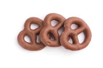 chocolate pretzel on a white background