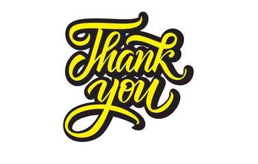 Thank You Yellow Outline Lettering Vector Sign