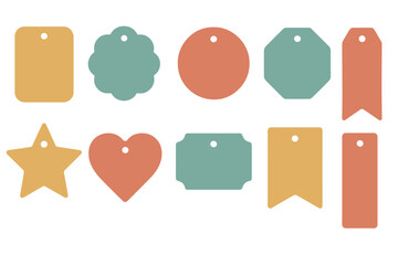 Colorful craft shapes and tags for creative projects and DIY activities in various colors and designs