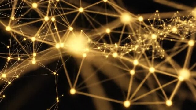 Abstract network connection with glowing lines and nodes in a dark background, concept art