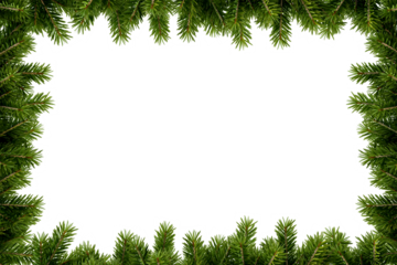 christmas frame with fir branches on white