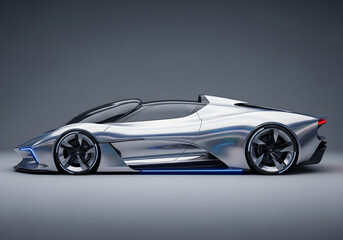 Futuristic car with iridescent holographic paint