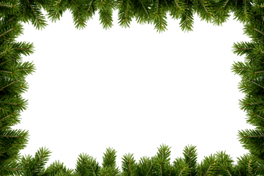 christmas frame with fir branches on white