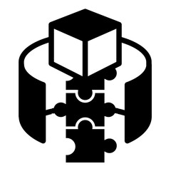 Environment for batch of puzzle pieces solid icon, data hoarding concept. Vector graphics. Content creation schedule sign on white background, style icon mobile or web design.