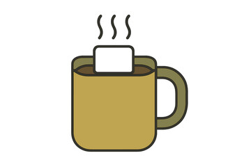 Warm cup of tea with a sugar cube in a cozy setting during a quiet afternoon