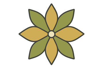 Bright flower design with green and yellow petals on a white background perfect for decoration or craft projects