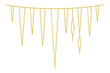 Decorative string of icicle lights hanging indoors during winter festivities in a warm atmosphere