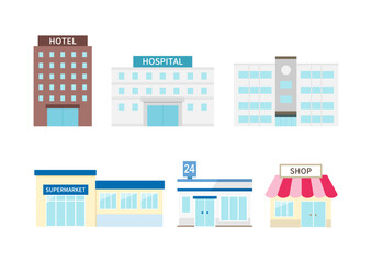 Various buildings illustration.