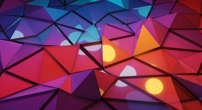Abstract colorful geometric background with triangles and lights