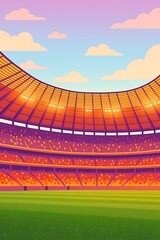 Modern Stadium with Orange Lights &ndash; Sports Event and Energy Concept