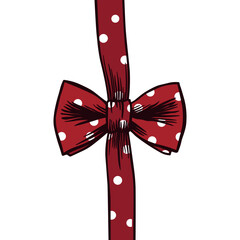 red and white bow with a polka dot ribbon or a bow without background