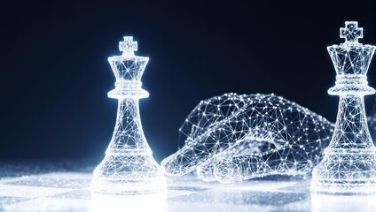 Digital Chess Kings and Abstract Brain Network.