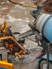 Concrete Pouring from Mixer Truck into Pump Hopper 