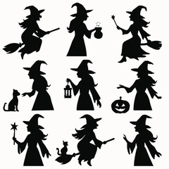 set of halloween silhouettes