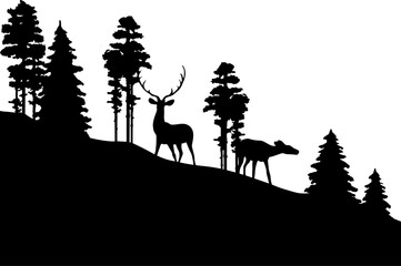 Deer in Forest Folding Papercut black and white