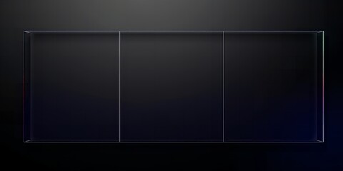 Futuristic geometric structure with subtle RGB lighting on dark background divided into three sections