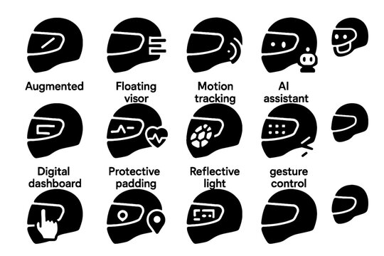 Ai ar icon helmet vector floating digital rate sports padding reflective interface