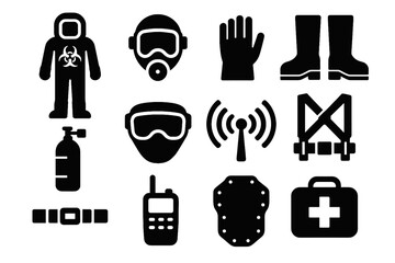 Visor vector suit emergency device icon helmet icons utility hazard belt kit