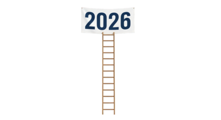 Ladder to 2026 banner isolated on a transparent background