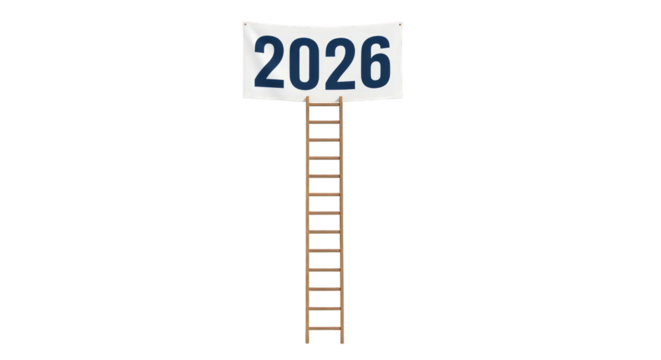 Ladder to 2026 banner isolated on a transparent background